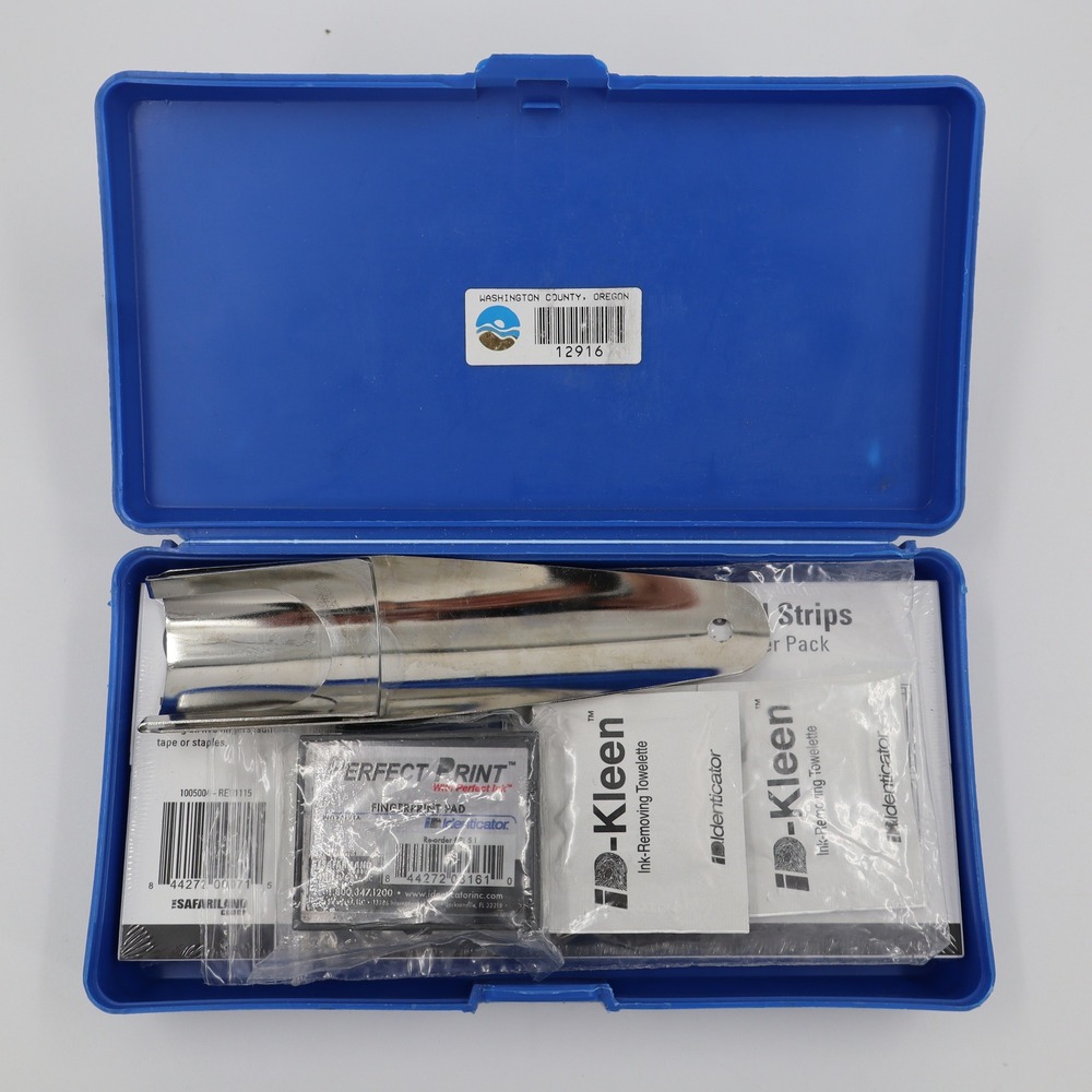 Safariland Lightning Powder Fingerprint Kit Postmortem Spoon Ink Cards Blue Case